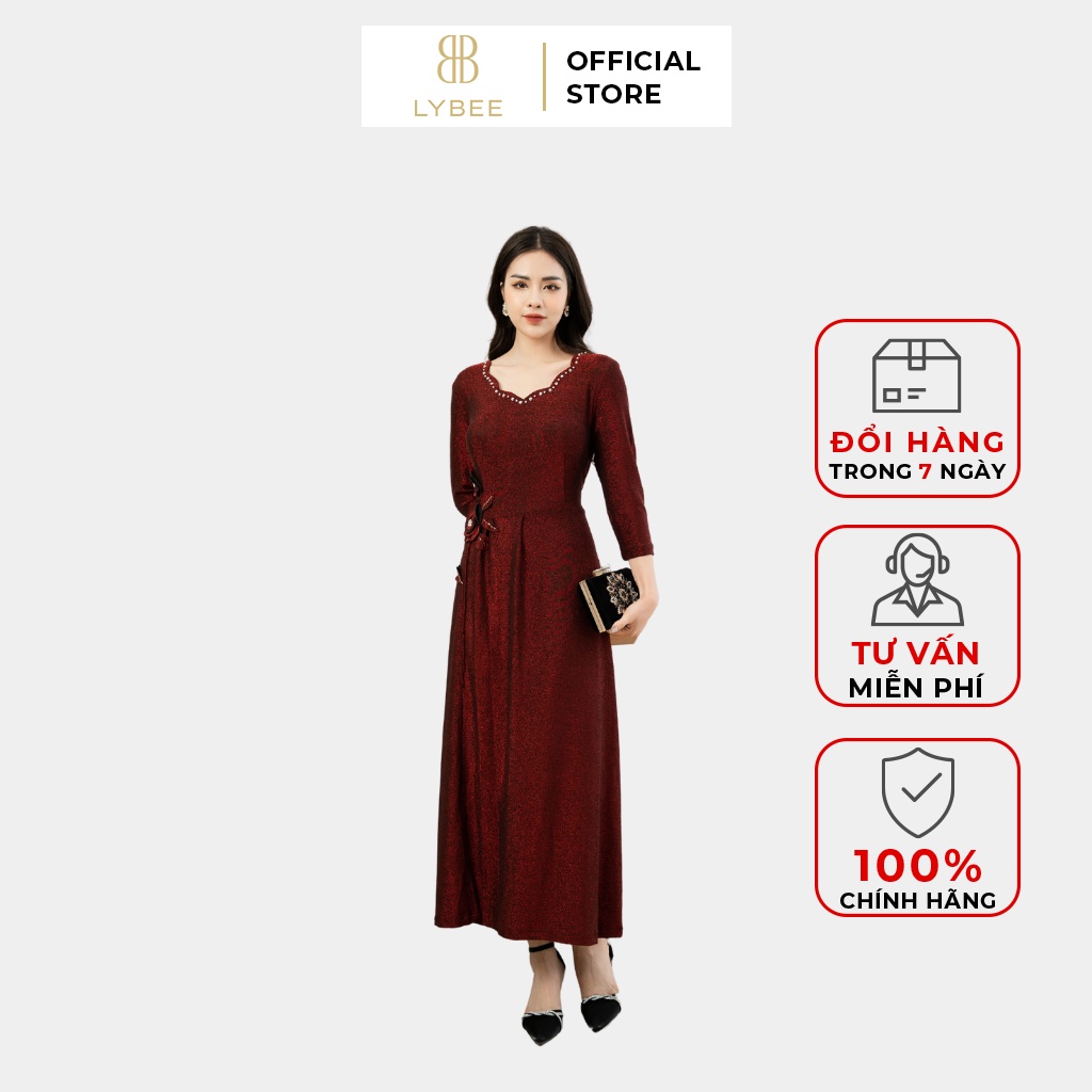 Đầm dáng xòe thiết kế LYBEE chất thun kim sa cao cấp LV714