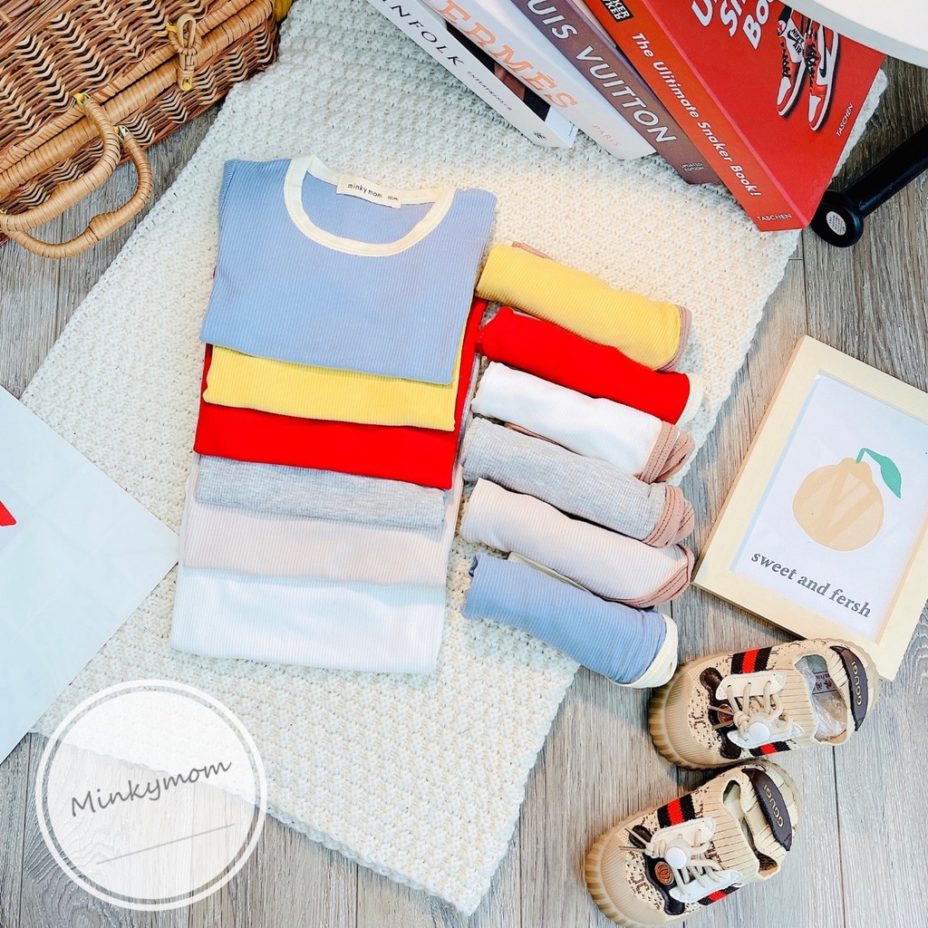 Set Bộ Đồ Minky Mom Cho Bé Chất Liệu Gân Tăm Lạnh Cho Bé 8-15 Kg