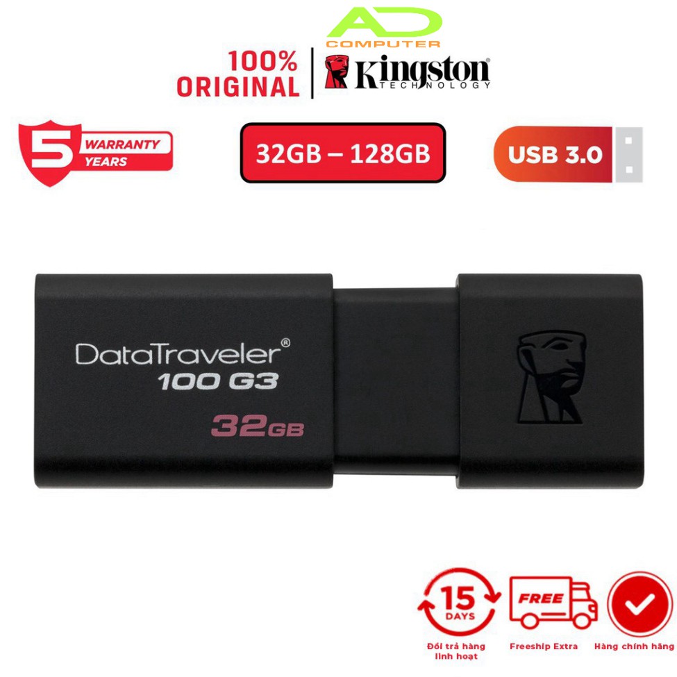 USB Kingston DT100G3 16Gb nắp trượt tốc độ tới 100MB/s - Hàng chính hãng