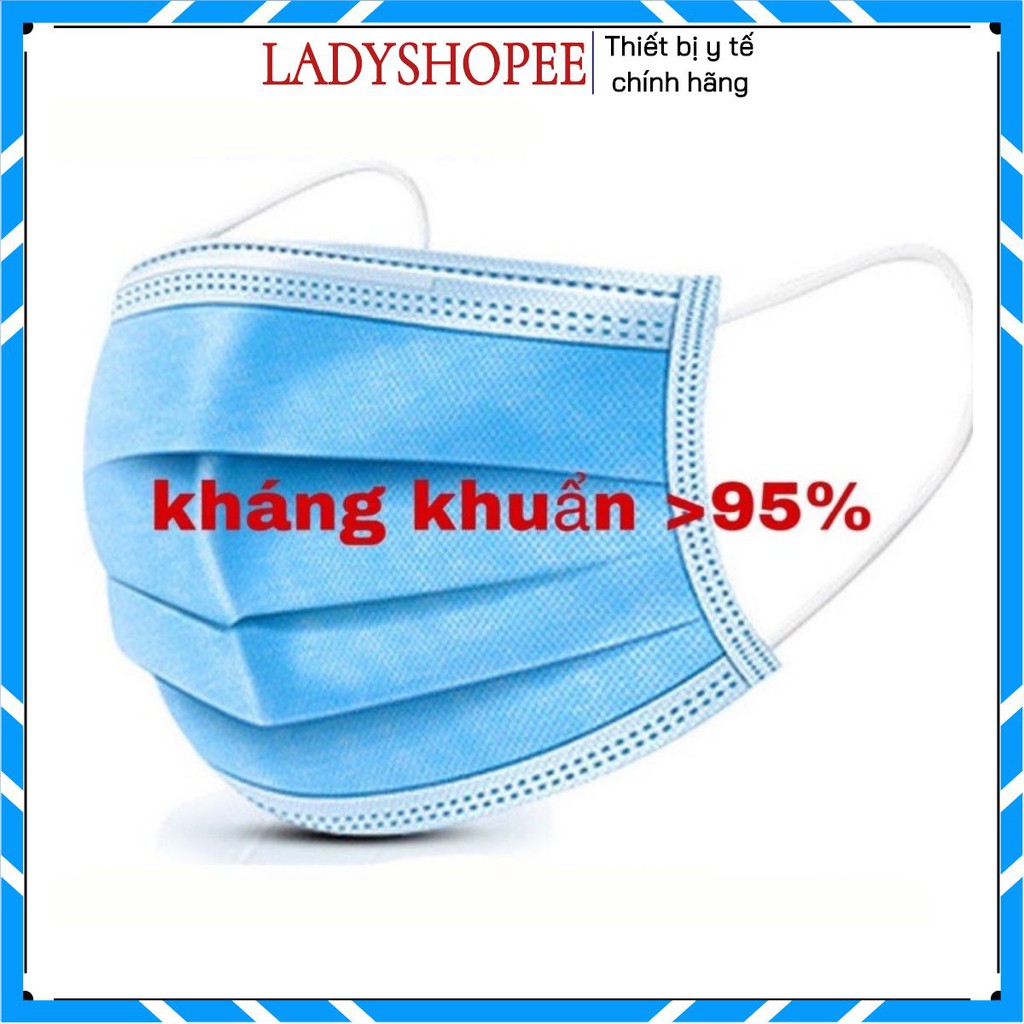 Khẩu trang y tế 4 lớp kháng khuẩn hộp 50 cái cho người lớn nhiều màu, dụng cụ y tế ladyshopee