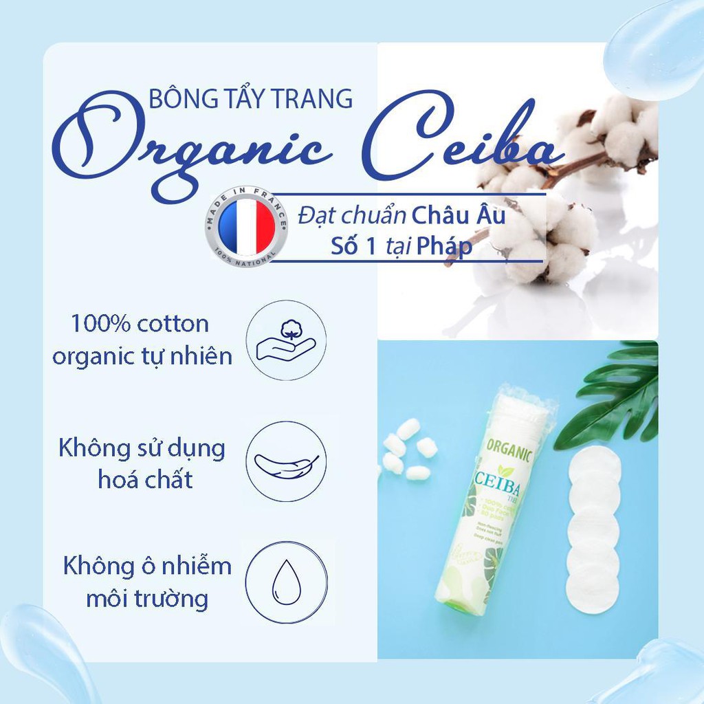 BÔNG TẨY TRANG ORGANIC CEIBA 100% TỪ CÁNH ĐỒNG HỮU CƠ