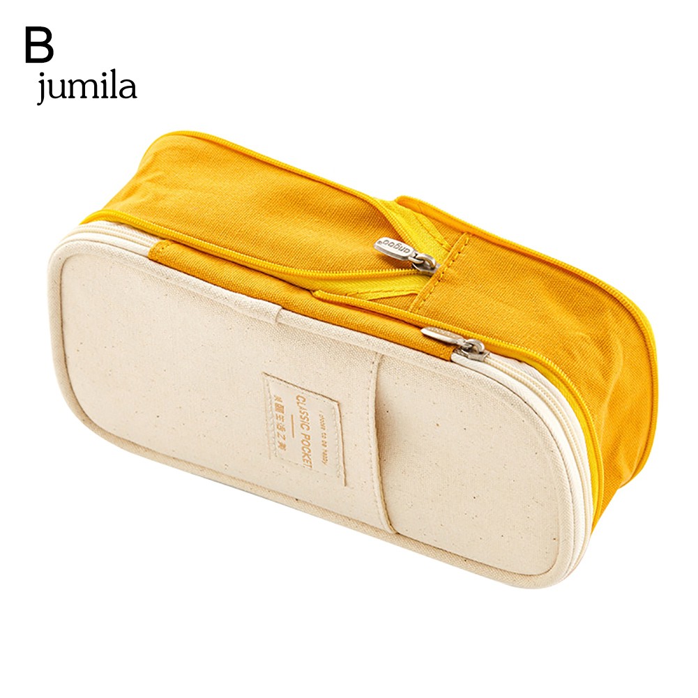 Túi đựng bút khóa kéo bằng vải canvas sức chứa lớn