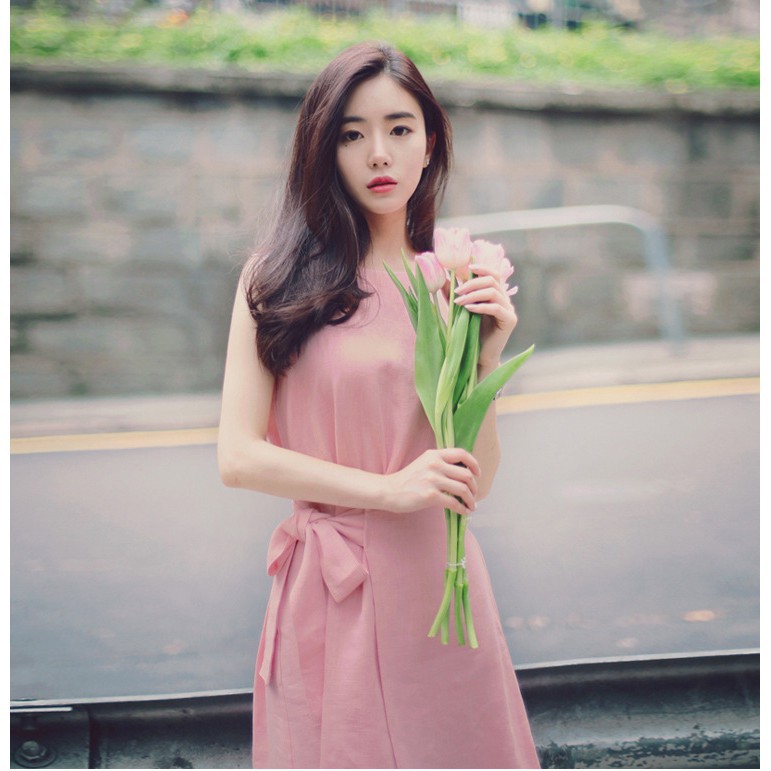 Đầm Sát Nách Chất Cotton Phối Nơ Nữ Tính | BigBuy360 - bigbuy360.vn