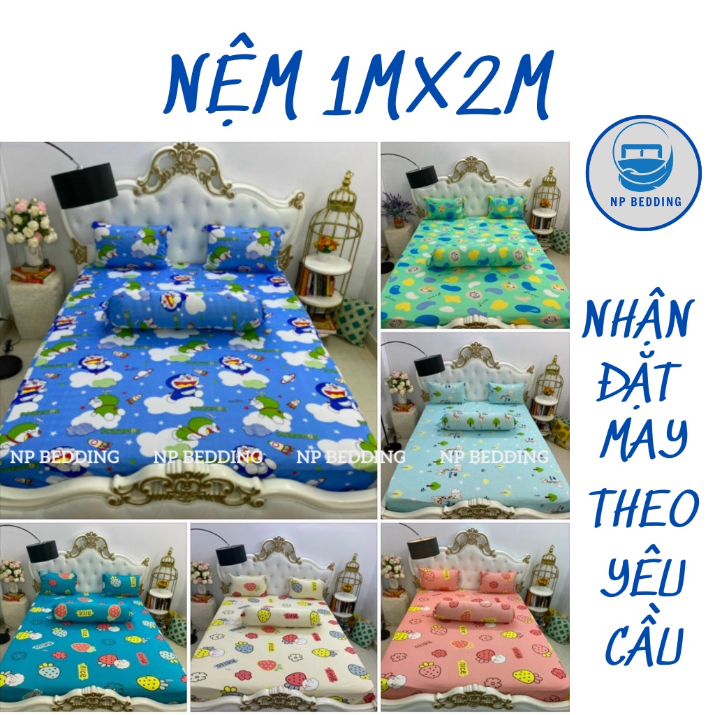 Bộ ga giường thun lạnh hàn quốc,drap trải giường thun 3d size nệm 1mx2m - NP BEDDING