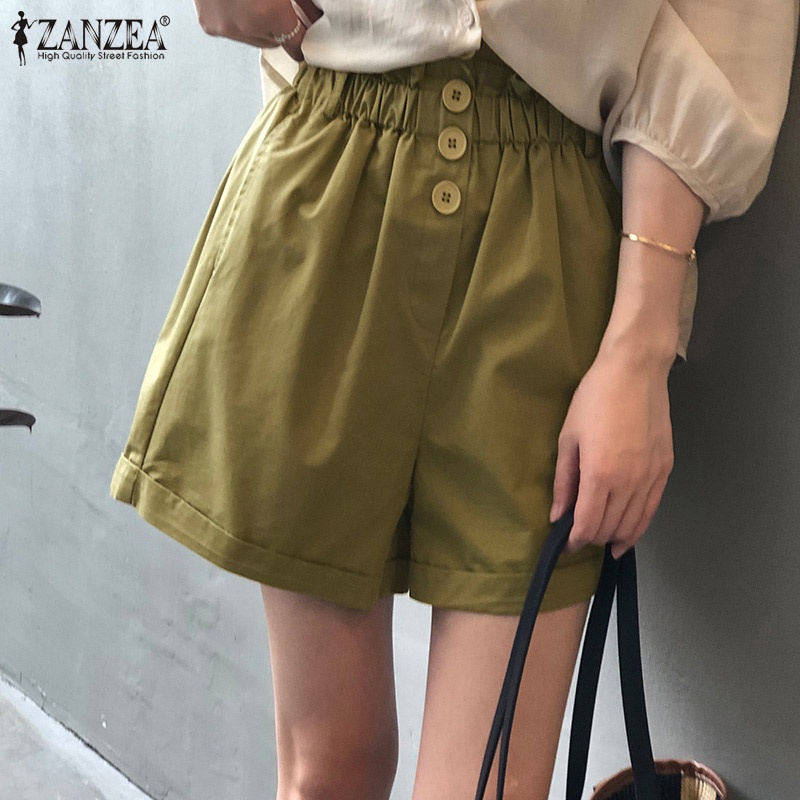 Quần short Zanzea lưng thun có túi phong cách thời trang cho nữ