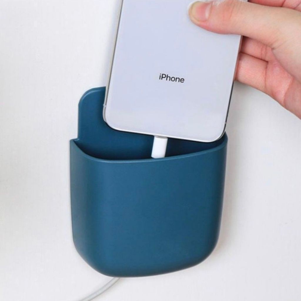 [ Xả Kho Bán Lỗ ] Hộp Đựng Điện Thoại-Remote Dán Tường Có Lỗ Cắm Xạc Tiện Lợi | BigBuy360 - bigbuy360.vn