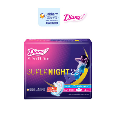 [HB GIFT] Băng vệ sinh Diana siêu thấm Supernight 29cm 4 miếng/gói