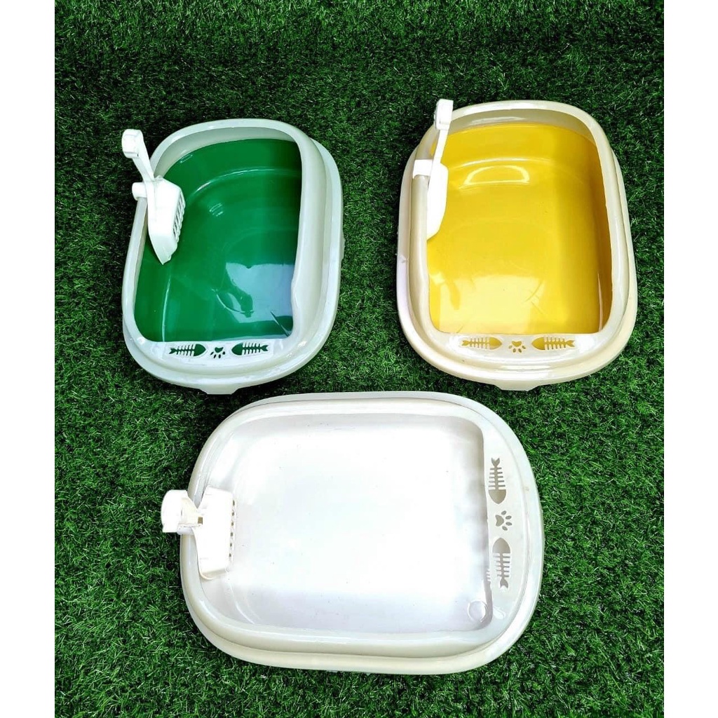 Khay Vệ Sinh Kèm Xẻng KWC3 Kích Thước Lớn - Có Gạt Cát, Thành Chắn, Chống Lật - Màu Ngẫu Nhiên