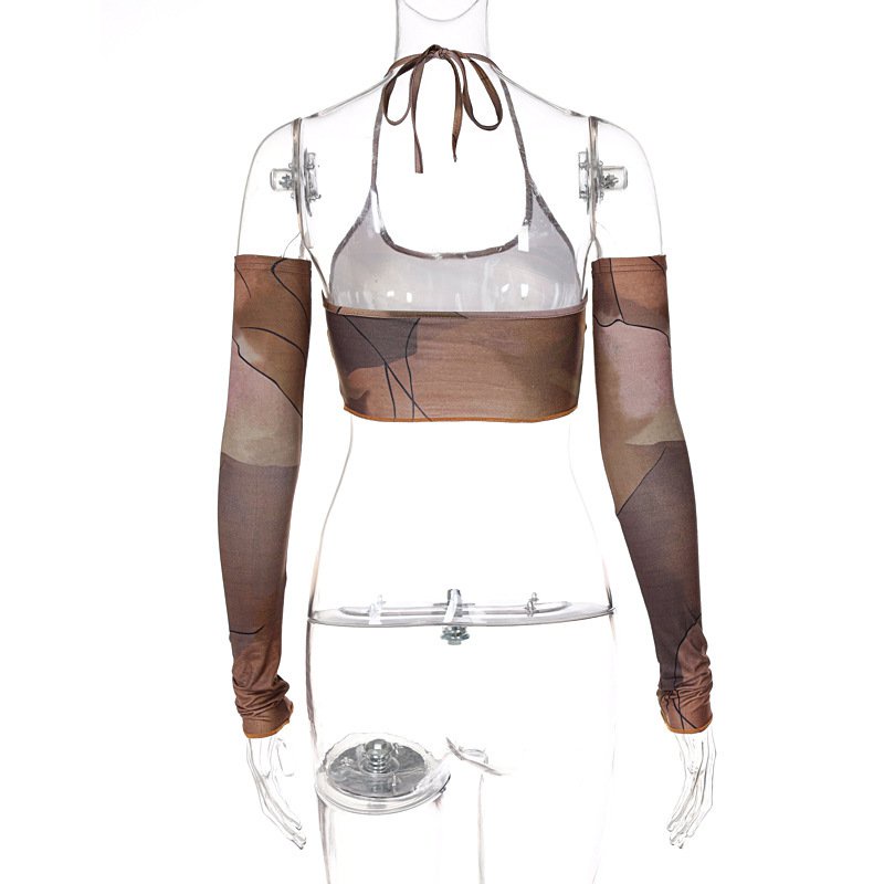 Áo croptop in họa tiết nghệ thuật thời trang cho nữ