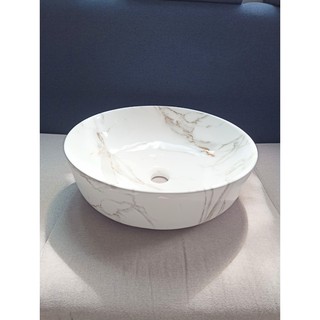 Chậu lavabo đặt bàn tròn vân đá trắng SA-5011
