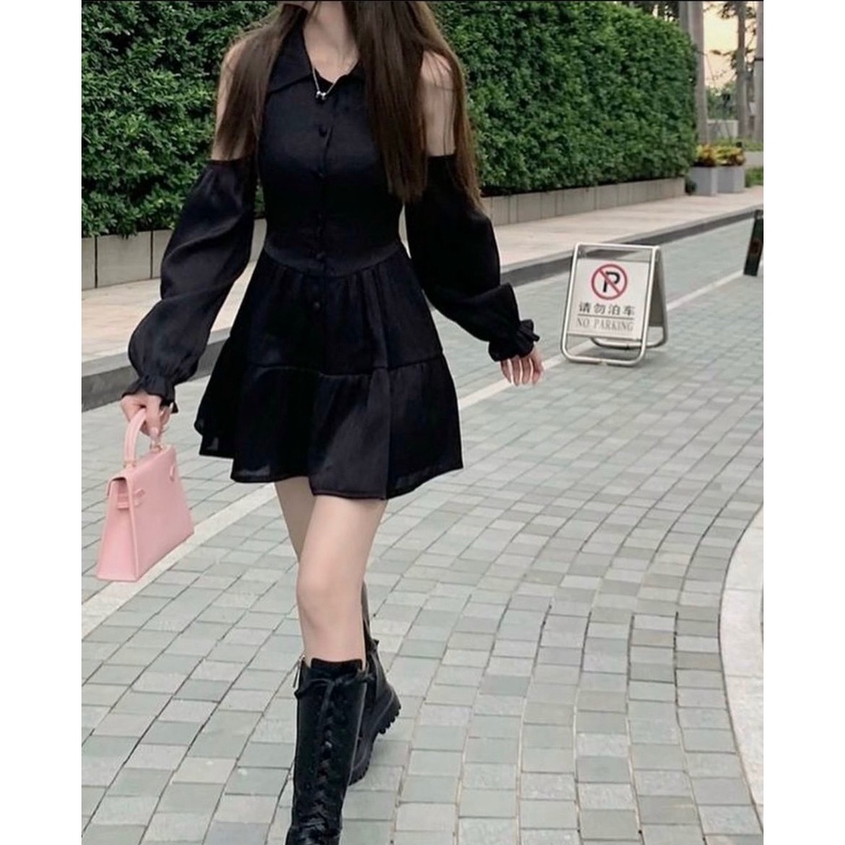 Đầm babydoll đan dây sau Cari