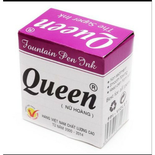 Mực bút máy QUEEN - màu Xanh/ Đen/ Tím - 1 lọ