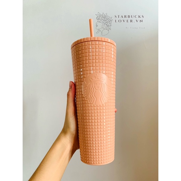 |CHÍNH HÃNG| LY STARBUCKS CORAL GRID SIZE KHỦNG 710ml