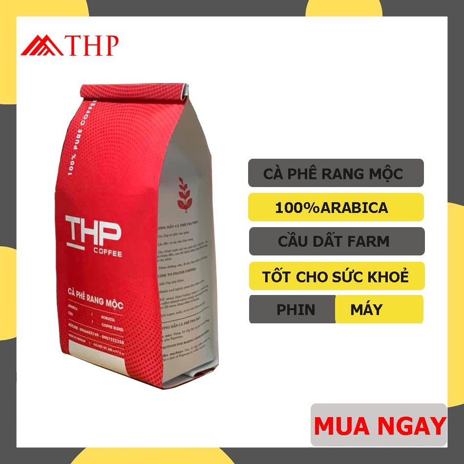 500Gr Cà Phê Rang Mộc Nguyên Chất  Arabica Cầu Đất THP