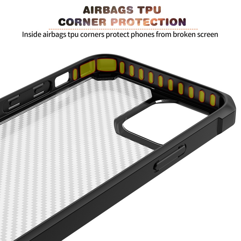 Ốp Điện Thoại Cứng Trong Suốt Chống Sốc Họa Tiết Sợi Carbon Cho iPhone 13 12 11 Pro Max X XS XR 8 7 Plus + SE 2020