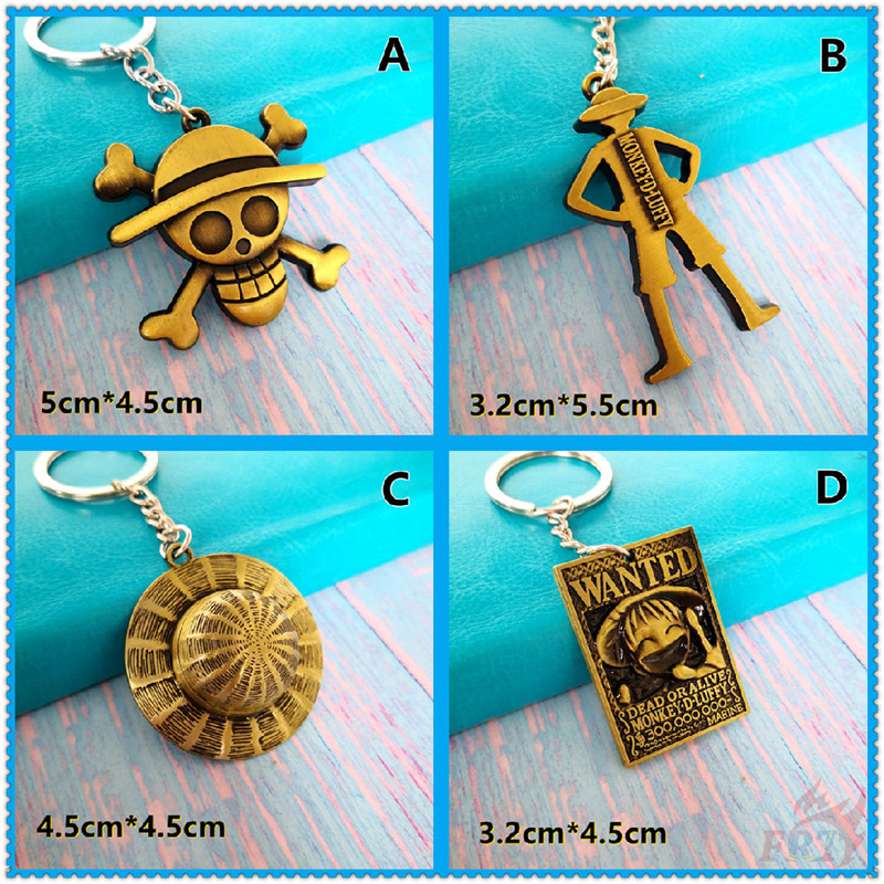 ✪ Móc Khóa Hình One Piece:Luffy - Anime ✪ 1 Móc Khóa Kim Loại Hình Đầu Lâu Đội Nón Rơm Luffy