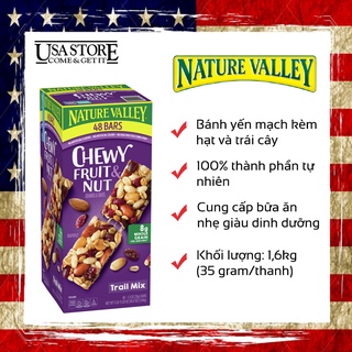  Thanh năng lượng granola yến mạch trail mix trái cây và hạt dinh dưỡng ăn kiêng Chewy Fruit & Nut Nature Valley 1,6kg 