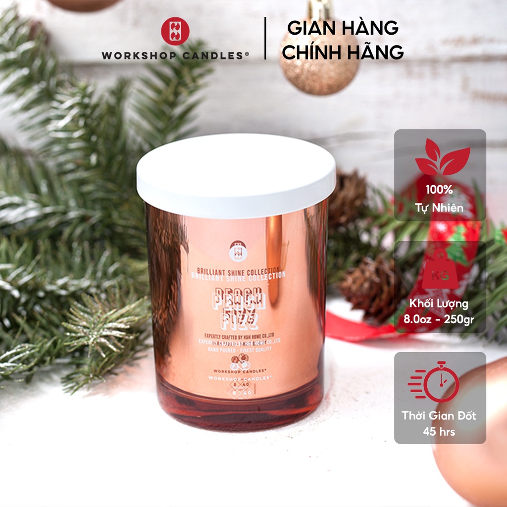 Nến thơm Peach Bellini Workshop Candles H&amp;H Home 8oz hương đào ngọt ngào