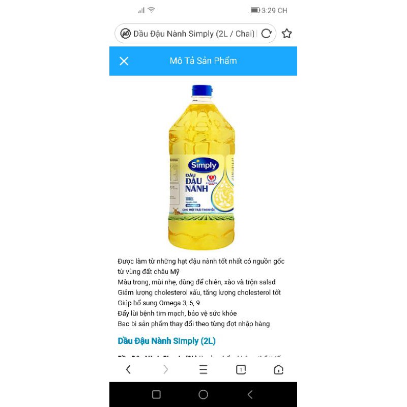 Dầu ăn simply 2l