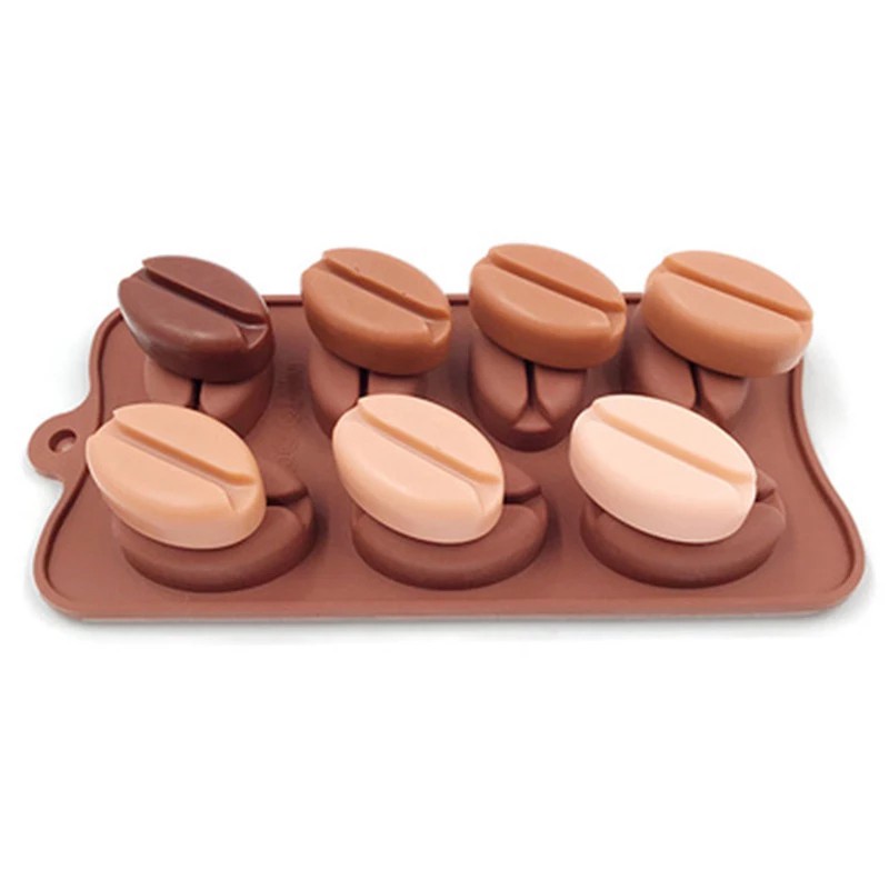 Khuôn Silicone Làm Bánh / Xà Phòng 7 Ngăn Hình Hạt Cà Phê