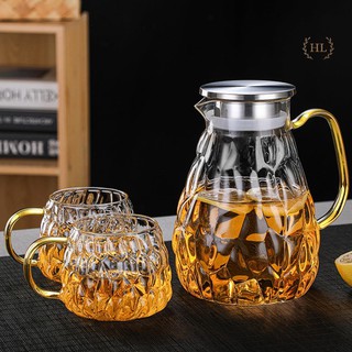 [ĐỒ DECOR] BỘ BÌNH CỐC THỦY TINH VÂN SÒ | BỘ BÌNH CỐC THỦY TINH CHỊU NHIỆT DECOR DẬP VÂN NỔI SANG CHẢNH
