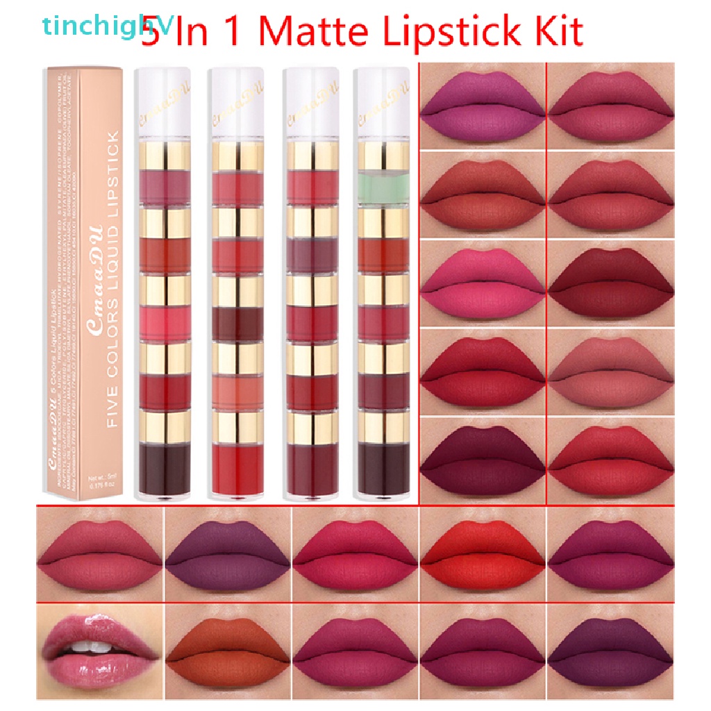 Bộ Son Môi 5 Trong 1 Màu Nhung Lì Gợi Cảm