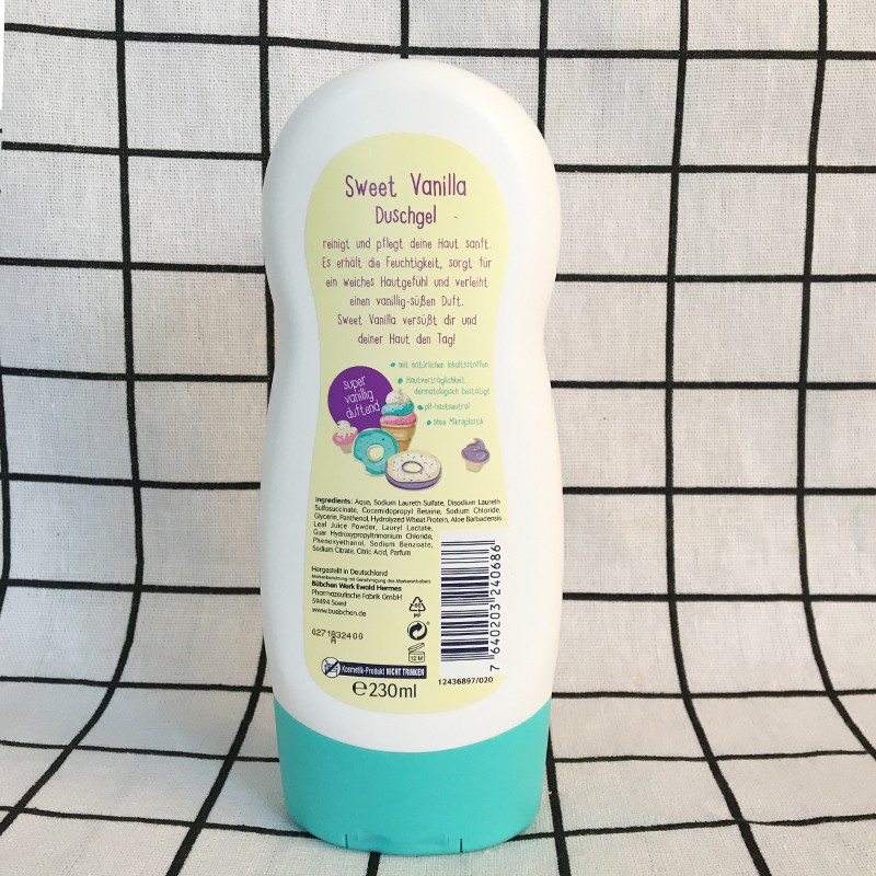 Sữa tắm cho bé Bubchen Sweet Vanilla 230ml hương thơm ngọt ngào dành cho bé từ 2 tuổi Tomlige