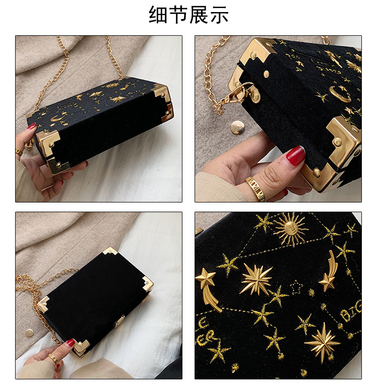 Túi Đeo Chéo JASMIN NOIR Bằng Vải Nhung Phối Dây Xích Thời Trang Cho Nữ