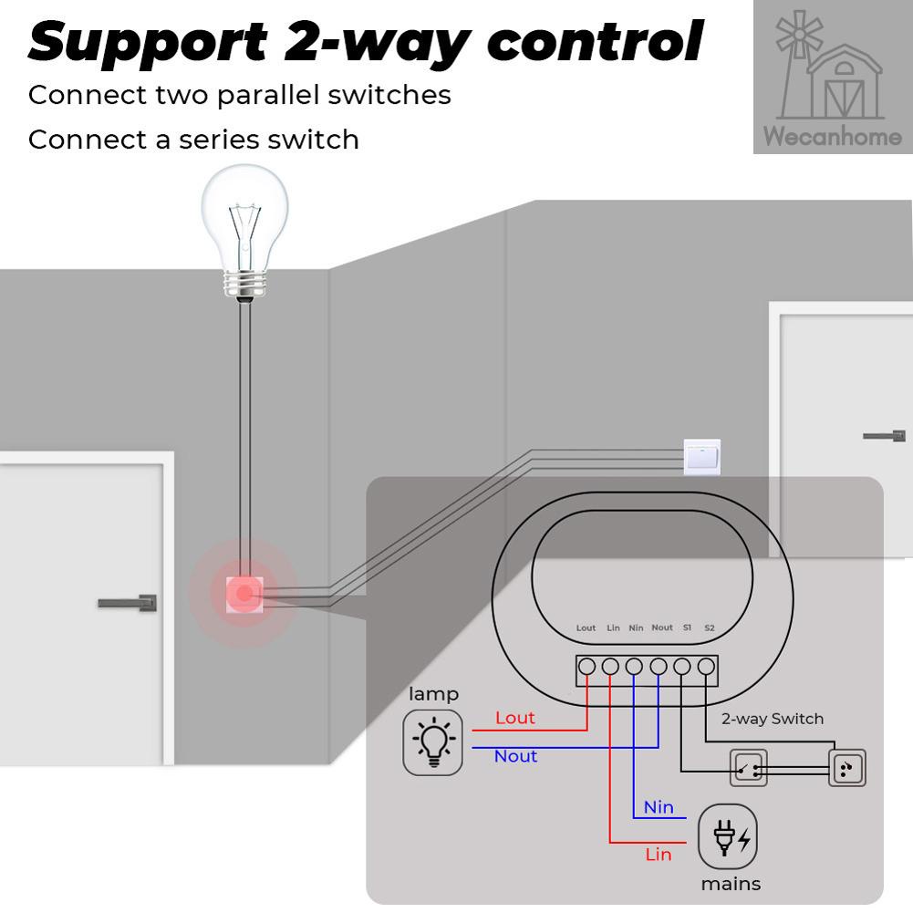 Công tắc điều khiển đèn thông minh kết nối WiFi 2 chiều tự động ngắt tương thích với Google Alexa