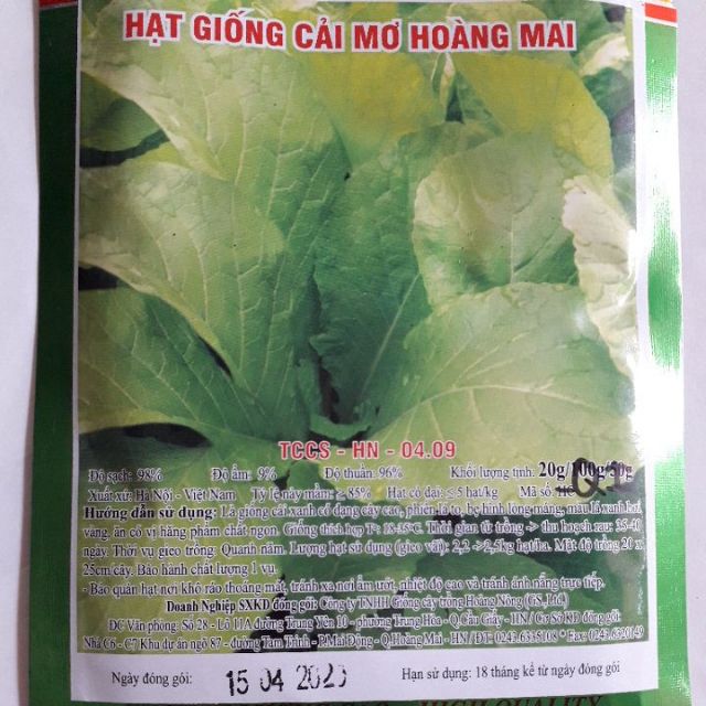 Hạt giống cải canh mơ (20gram),