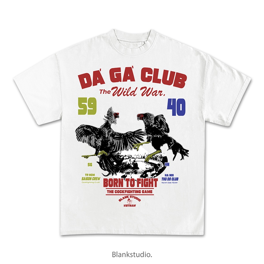 BLANK | Áo Thun Đ.Á G.À Tay Lỡ Unisex - Đen/Trắng Cổ Tròn