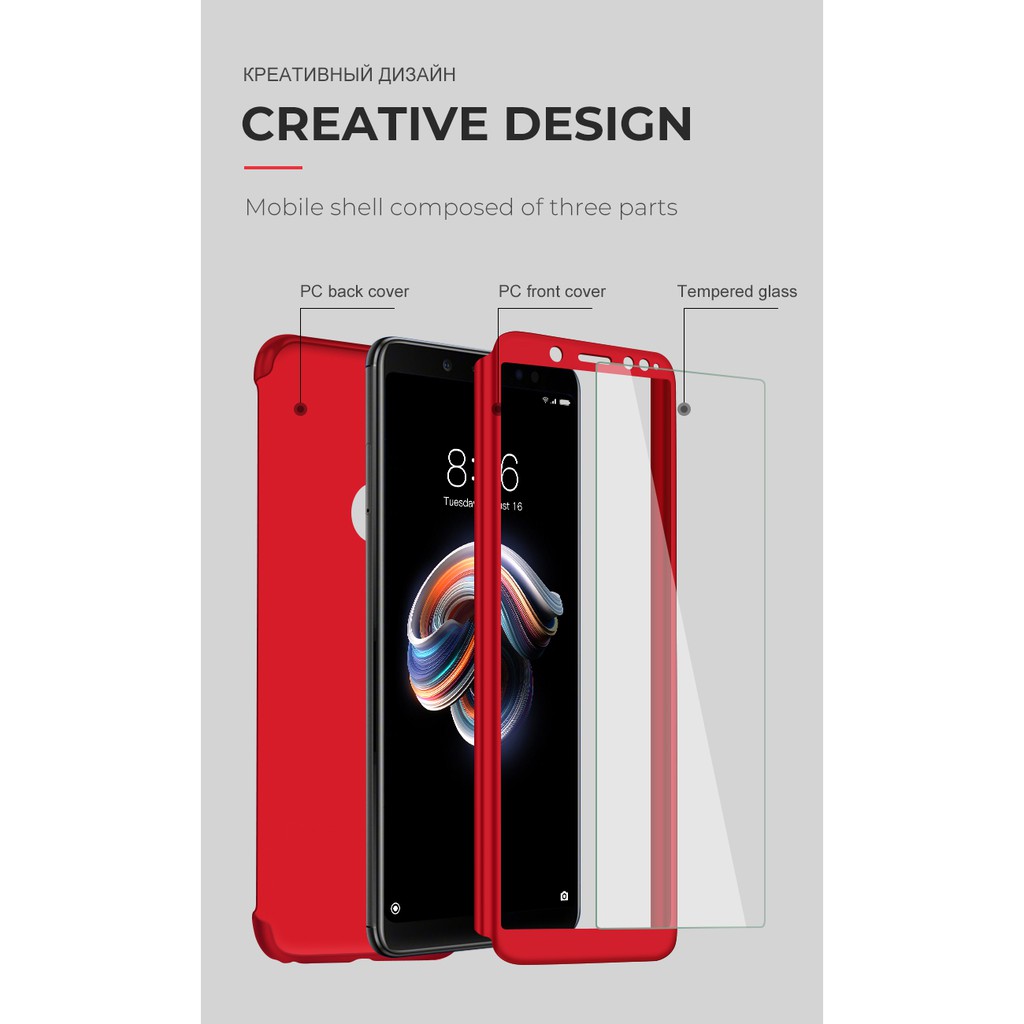 Casing Xiaomi Redmi 5 Plus 6 Pro 5 5A 6 6A 7 7A Case trường hợp 360 Full Protection Hard Cover