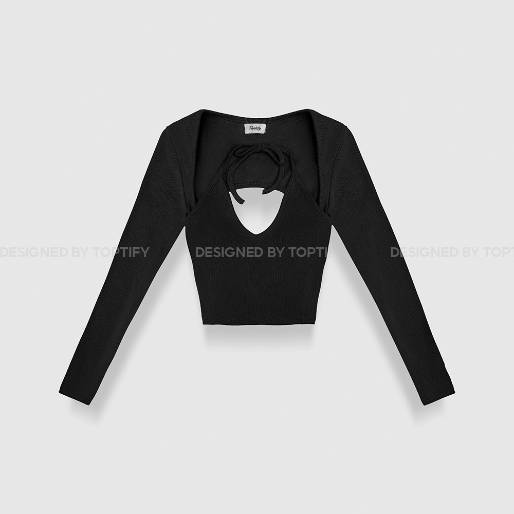 Áo croptop nữ body dài tay TOPTIFY cổ yếm buộc dây hở lưng Gigi Top | BigBuy360 - bigbuy360.vn