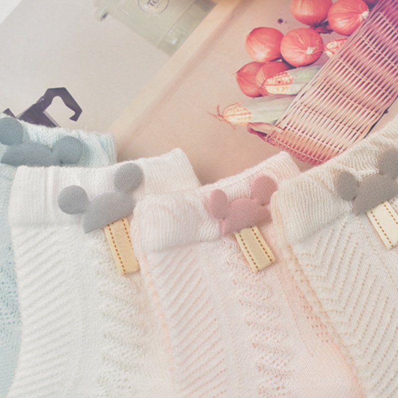 Tất cotton phối lưới thoáng khí phong cách gấu hoạt hình cho bé