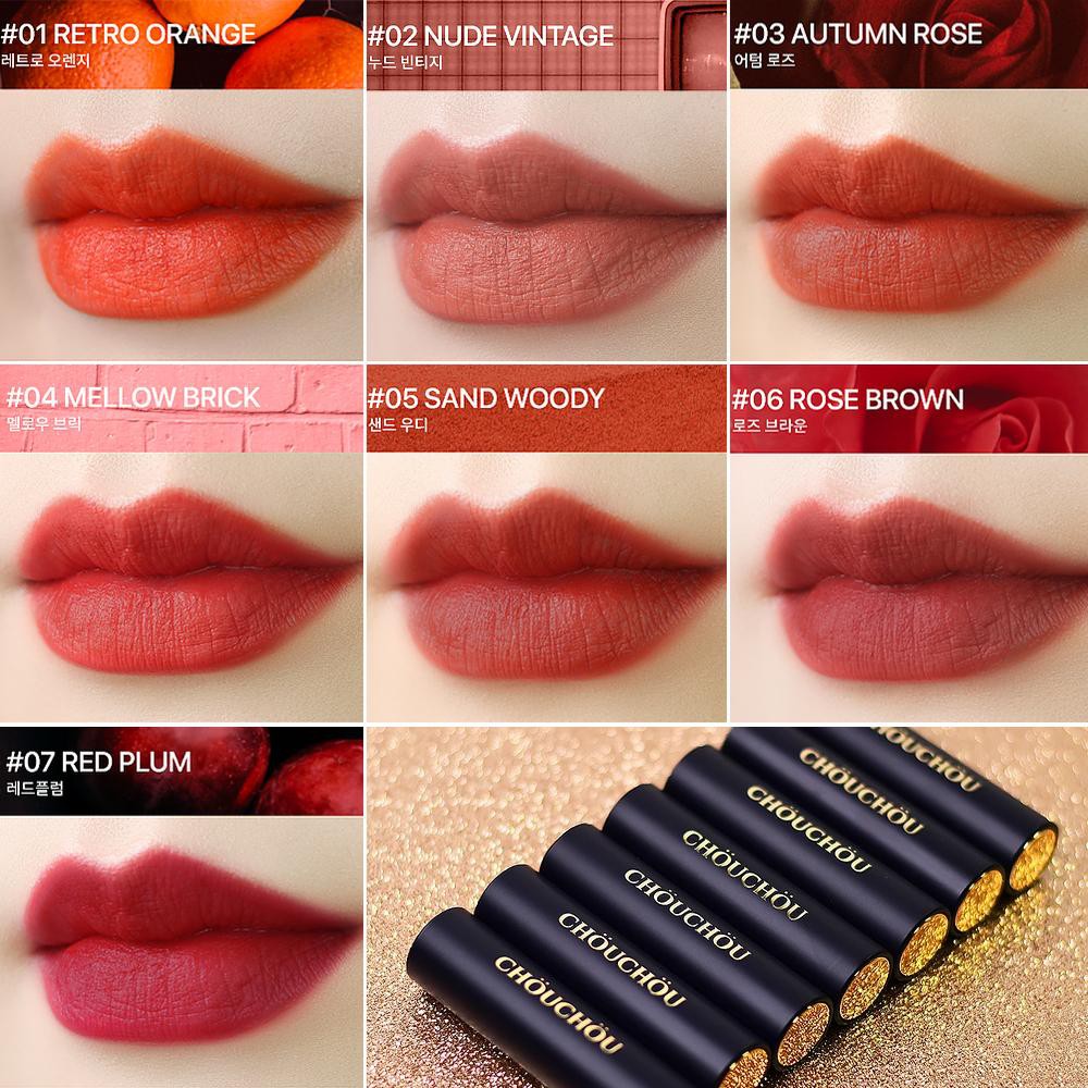 Son Thỏi Chou Chou #7 red plum Premium Matte 14k Gold Edition 3.5g