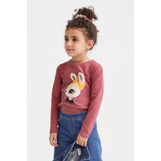 Áo thun dài tay bé gái HM auth size 18m-10y