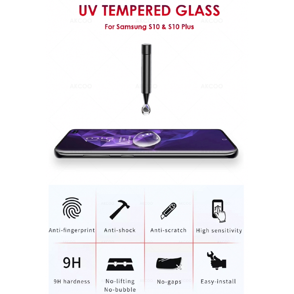 6D Full Glue UV Tempered Glass Screen Protector For Samsung Galaxy S10 Plus S10e