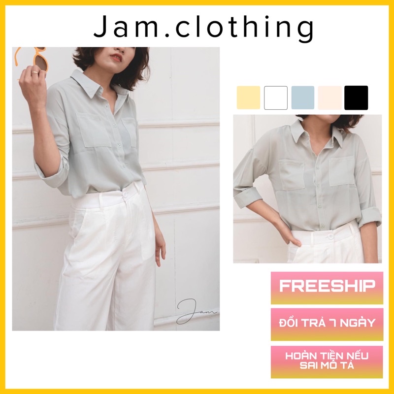 Áo Sơ Mi Nữ Công Sở Form Rộng JAM Tay Dài Kiểu Hàn Quốc Voan Dày Trơn Dễ Phối Đồ [Ảnh Thật]