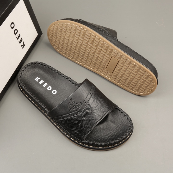 Dép đế may sẵn da bò quai ngang cao cấp KEEDO TL-708