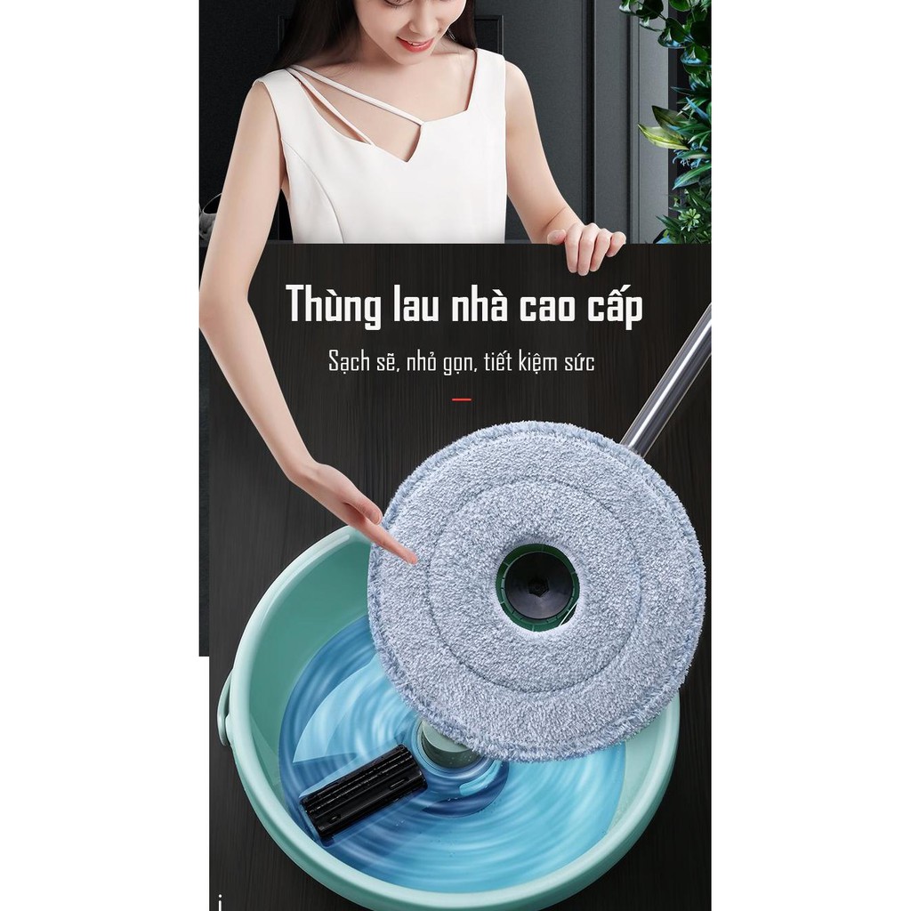 Dụng cụ lau nhà công nghệ vắt ly tâm giặt vắt thông minh (bao gồm 2 miếng lau) - HanruiOffical