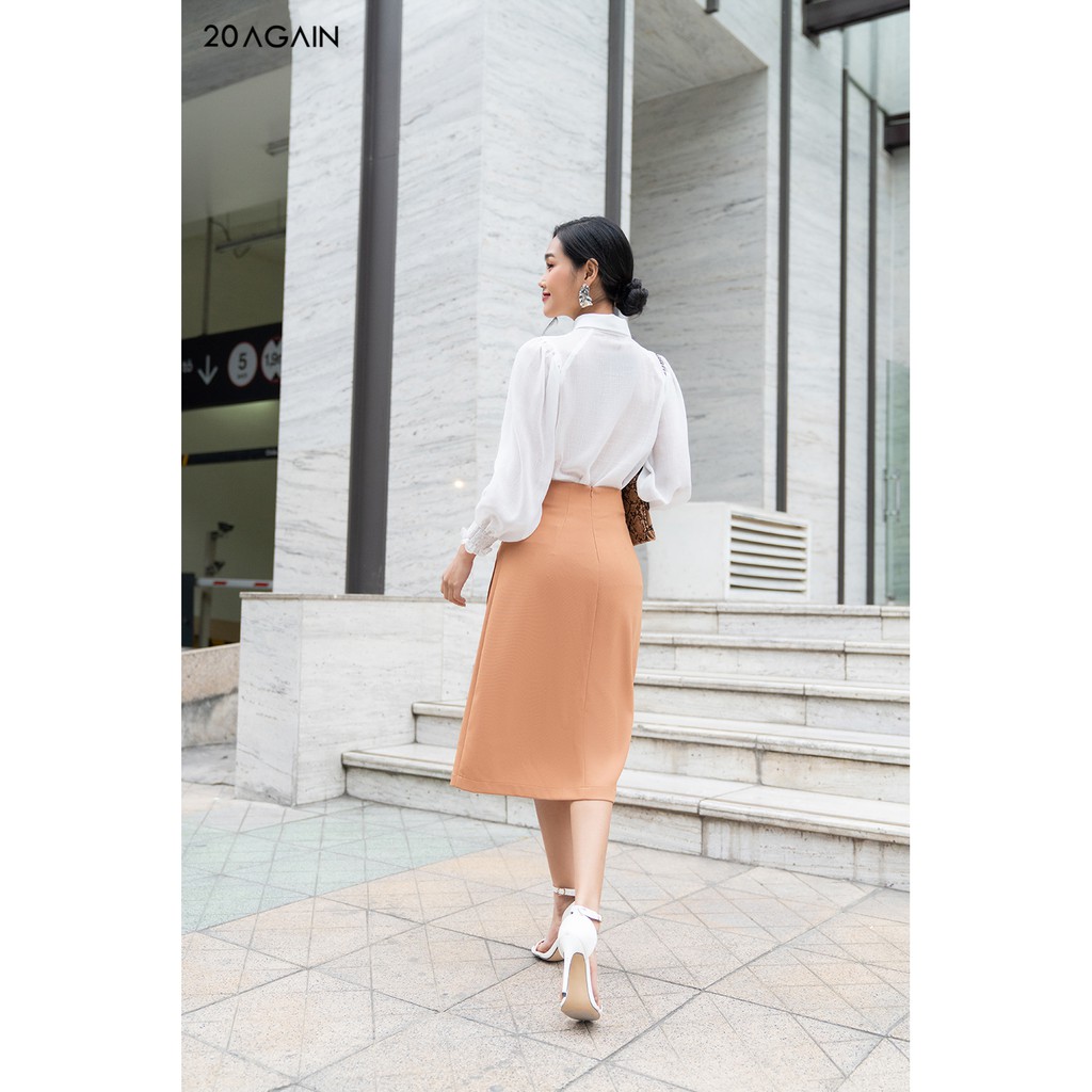 Chân váy dài vạt chồng thắt nơ 20 AGAIN, thiết kế phong cách công sở thanh lịch, nữ tính JDA0902 | BigBuy360 - bigbuy360.vn