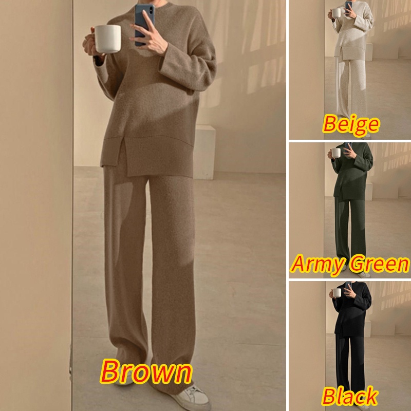 Set đồ Zanzea gồm áo cổ tròn dài tay + quần dài thời trang cho nữ