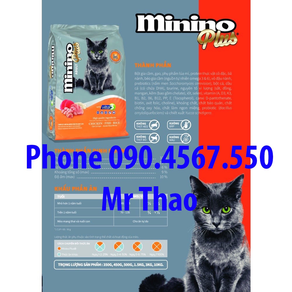 FREESHIP [9KG]  Thức ăn Mèo - Minino Yum / Minino Tuna / Minino Plus , Cá Hồi , Cá Ngừ , Hải Sản Đủ Loại