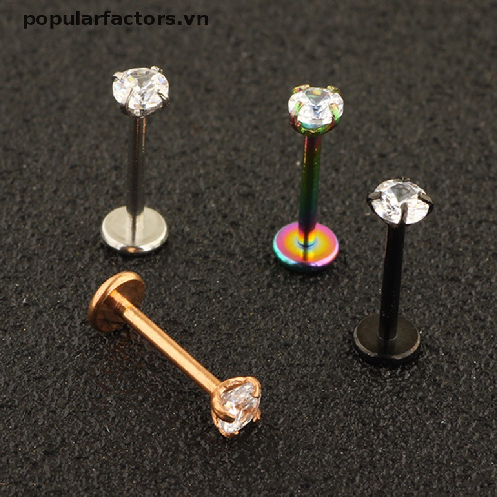 Khuyên xỏ sụn tai/ môi/ cơ thể đính đá Zircon Helix Tragus 18G