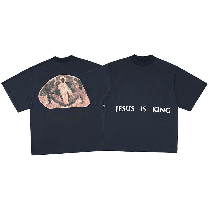 Áo Thun Cotton Ngắn Tay In Hình Jesus is King Thời Trang Unisex