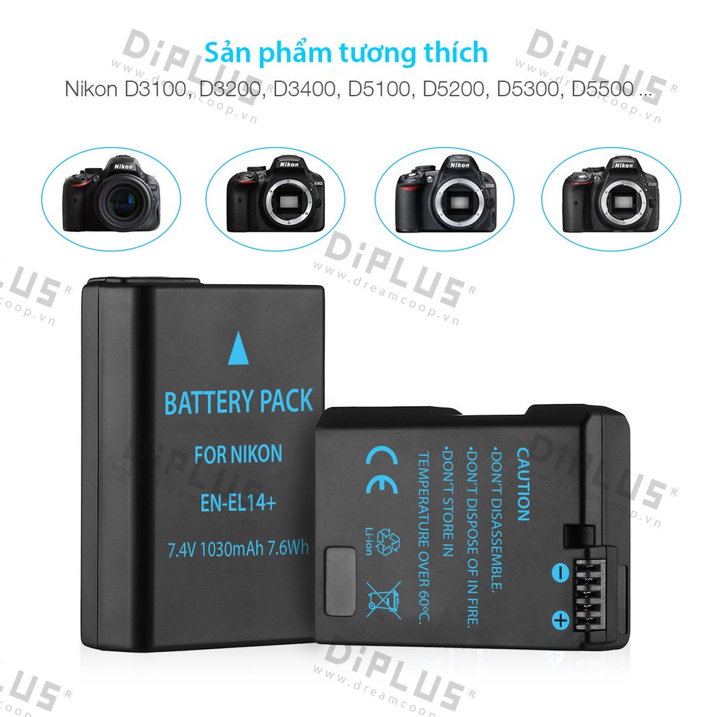 Pin máy ảnh Nikon EN-EL14, pin máy ảnh NIKON D3100 D3200 D3300 D3500 D5100 D5200 D5300 D5500 enel14