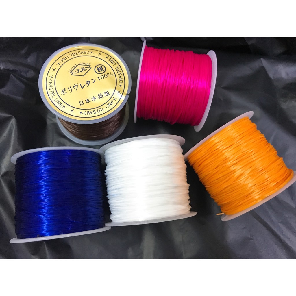 Chỉ tem vàng - chỉ tơ chỉ chun co giãn chỉ xỏ hạt đá phong thủy đủ màu đường kính 0.5mm - 1 cuộn dài 60m