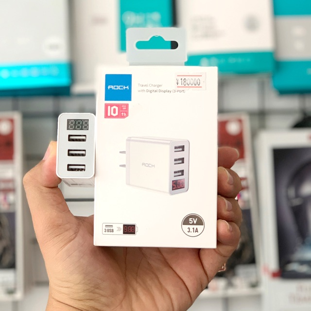Củ Sạc Rock 3 Cổng Có Led