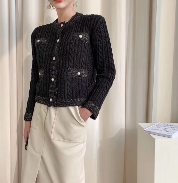 Áo khoác len cadigan vặn thừng cài cúc phong cách Hàn quốc | BigBuy360 - bigbuy360.vn
