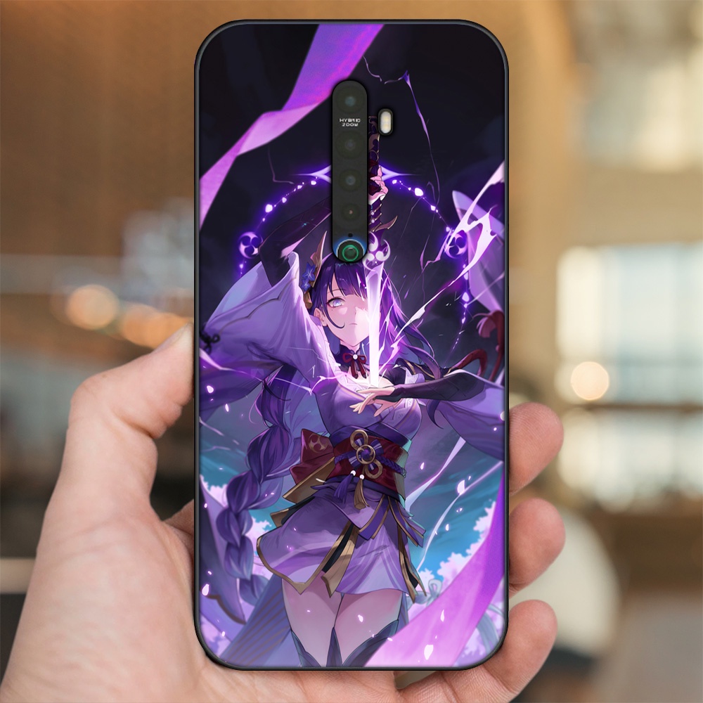 Ốp lưng Oppo Reno 2 viền đen in hình Raiden Shogun Genshin Impact